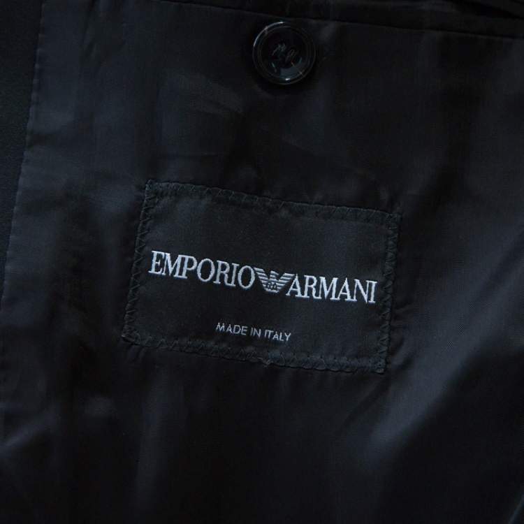 Pre Owned Emporio Armani Black Wool Satin Shawl Lapel Tuxedo Blazer 4XL