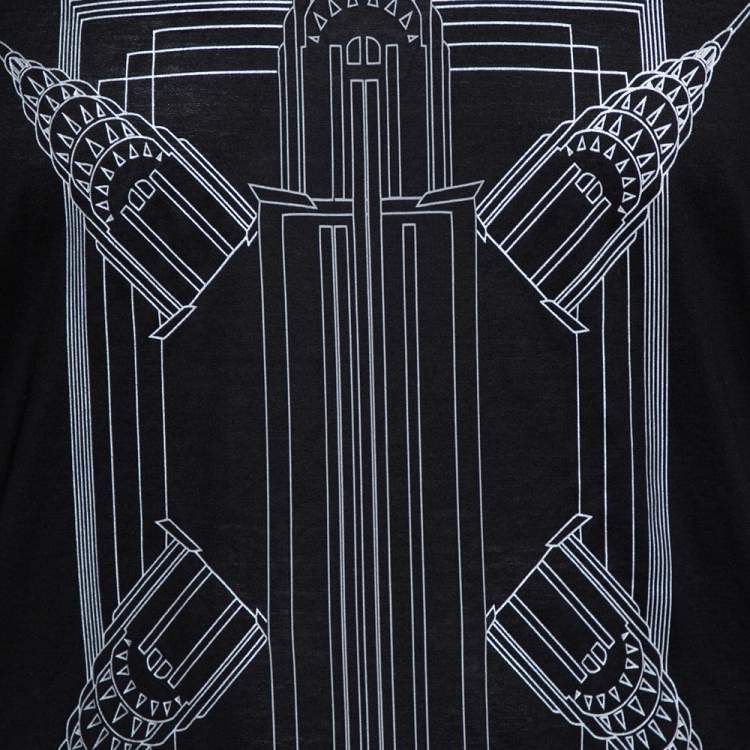 Pre Owned Emporio Armani Black Empire State Building Print Cotton T-Shirt M