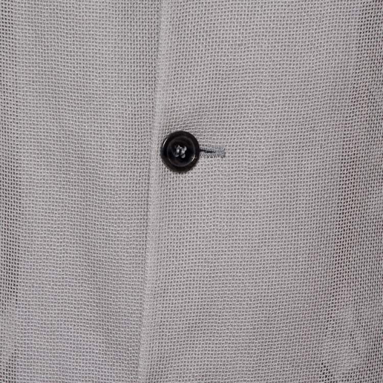 Pre Owned Emporio Armani Grey Linen & Cotton Leno Mesh Jacket XXL
