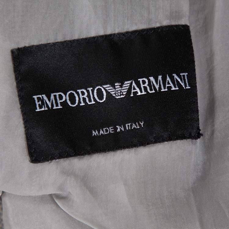 Pre Owned Emporio Armani Grey Linen & Cotton Leno Mesh Jacket XXL