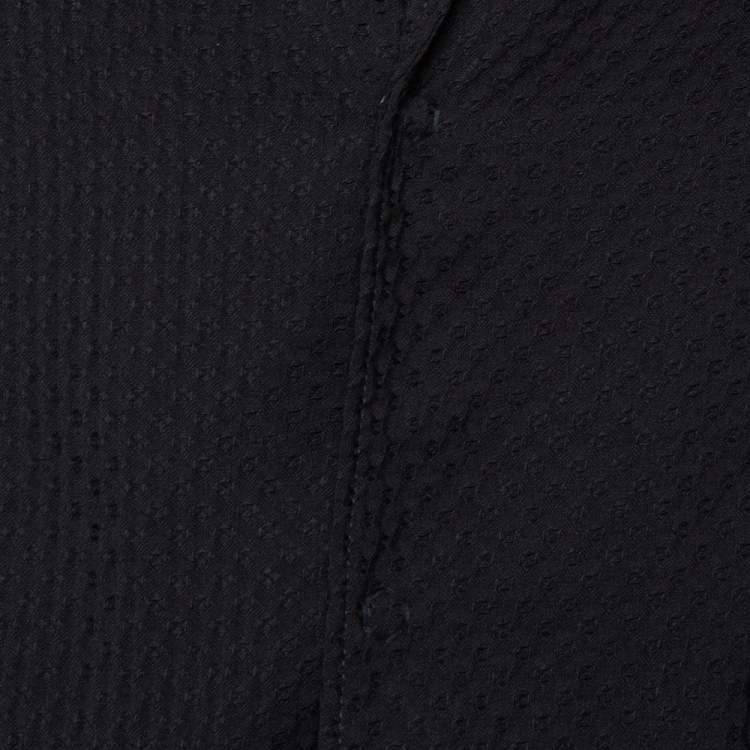 Pre Owned Emporio Armani Black Textured Wool Jacquard Tailored Blazer XXL