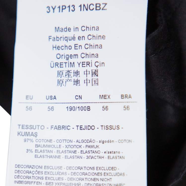 Pre Owned Emporio Armani Black Cotton Tailored Trousers 3XL