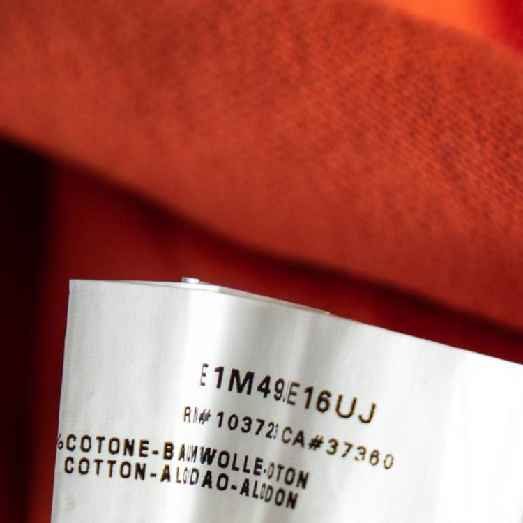 Pre Owned Emporio Armani Orange Cotton Contrast Trim Logo Patch Polo T-Shirt L