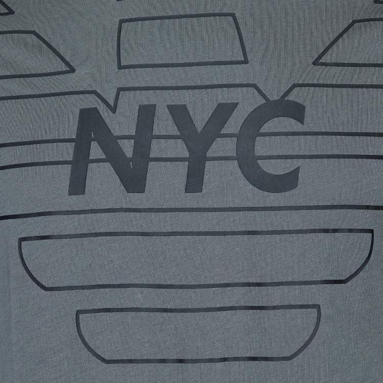 Pre Owned Emporio Armani Grey NYC Print Cotton Crew Neck T-Shirt S