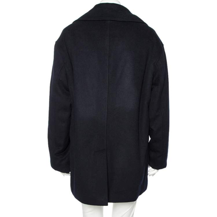 Pre Owned Emporio Armani Navy Blue Cashmere Double Breasted Coat XXXL 