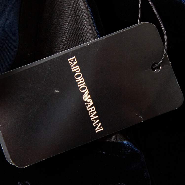 مملوكة مسبقًا Emporio Armani Navy Blue Velvet Side Tightener Detail Pants XXL