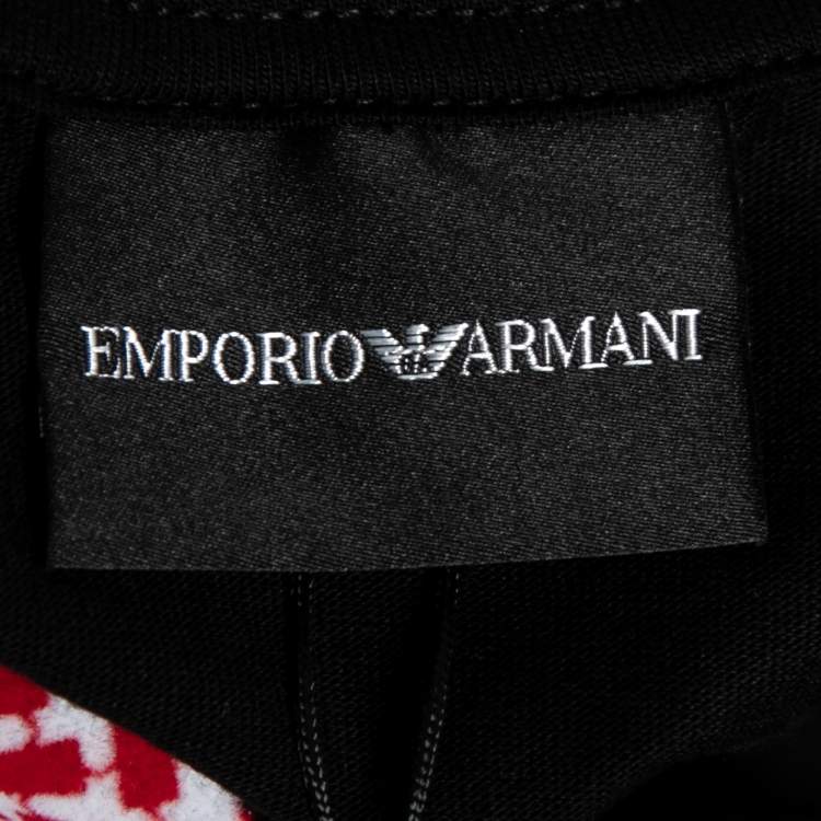 Pre Owned Emporio Armani Black Yashmagh Capsule Logo Print Cotton T-Shirt L