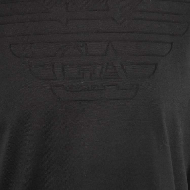 Pre Owned Emporio Armani Black Jersey Knit Logo Long-Sleeve T-Shirt L