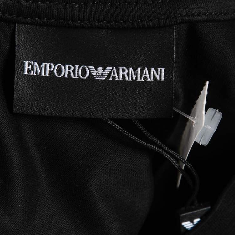 Pre Owned Emporio Armani Black Jersey Knit Logo Long-Sleeve T-Shirt L