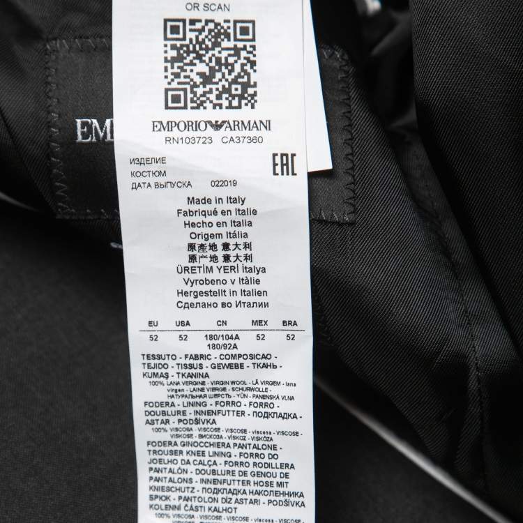 مملوكة مسبقًا Emporio Armani Charcoal Grey Wool Single-Button Blazer XL