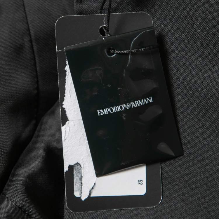 مملوكة مسبقًا Emporio Armani Charcoal Grey Wool Single-Button Blazer XL