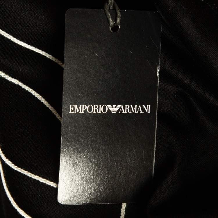 مملوكة مسبقًا Emporio Armani Black Recreate Logo Jersey Crew Neck T-Shirt L