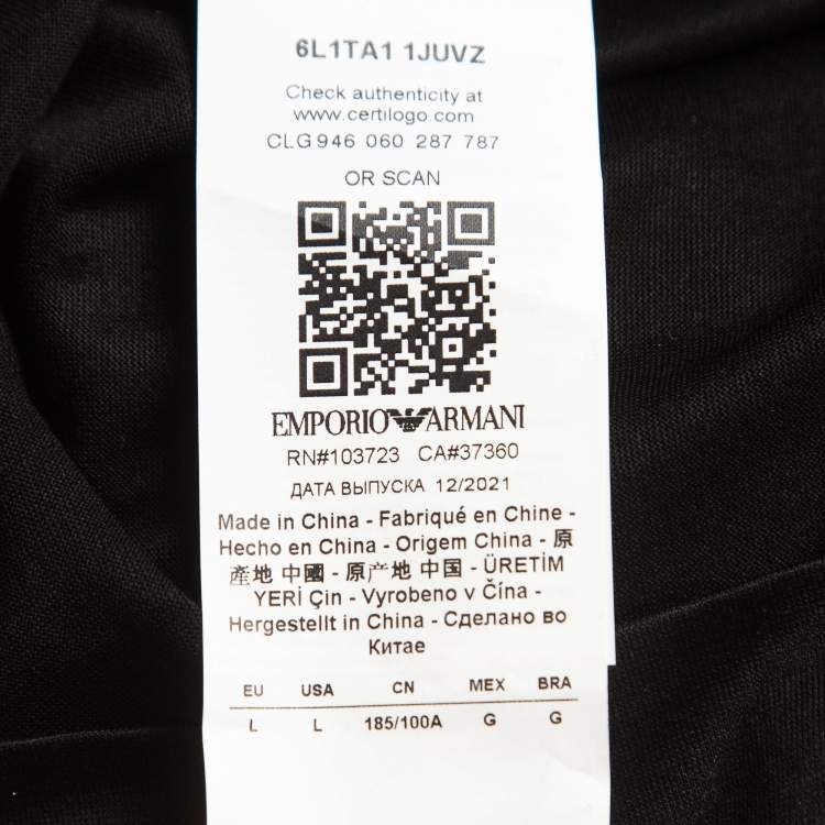 مملوكة مسبقًا Emporio Armani Black Recreate Logo Jersey Crew Neck T-Shirt L