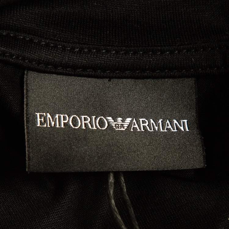 مملوكة مسبقًا Emporio Armani Black Recreate Logo Jersey Crew Neck T-Shirt L