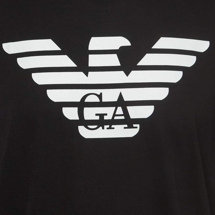 مملوكة مسبقًا Emporio Armani Black Logo Print Pima Cotton Long Sleeve T-Shirt XXXL