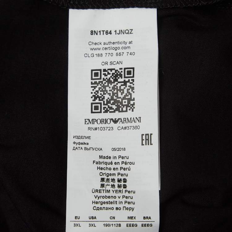 مملوكة مسبقًا Emporio Armani Black Logo Print Pima Cotton Long Sleeve T-Shirt XXXL