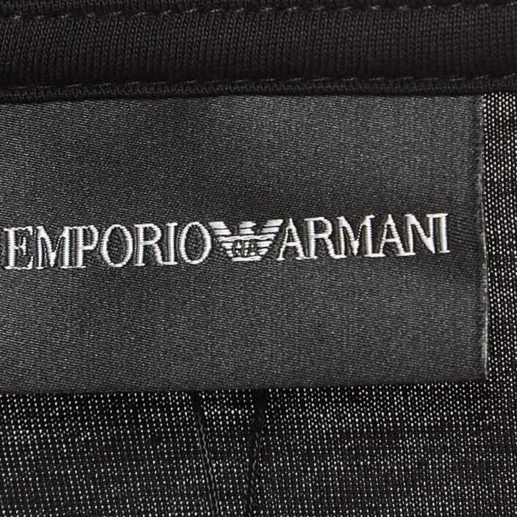 مملوكة مسبقًا Emporio Armani Black Logo Print Pima Cotton Long Sleeve T-Shirt XXXL