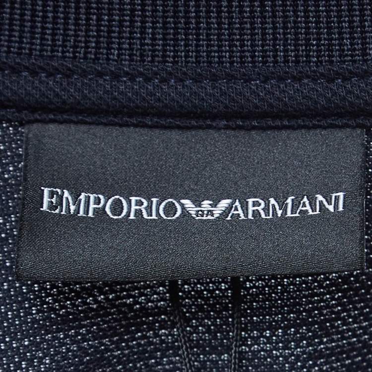 Pre Owned Emporio Armani Navy Blue Logo Embroidered Cotton Polo T-Shirt XXXL