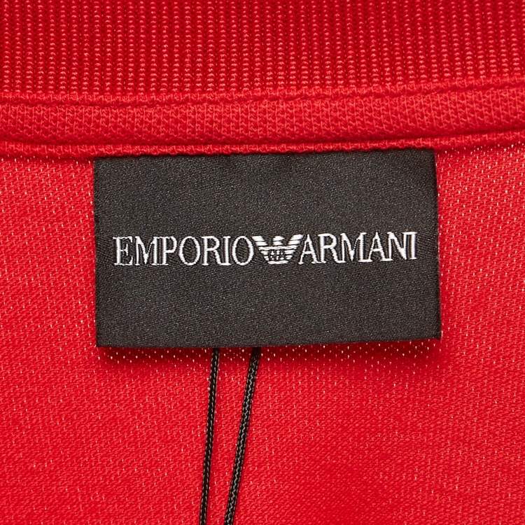 Pre Owned Emporio Armani Red Cotton Pique Polo T-Shirt 3XL