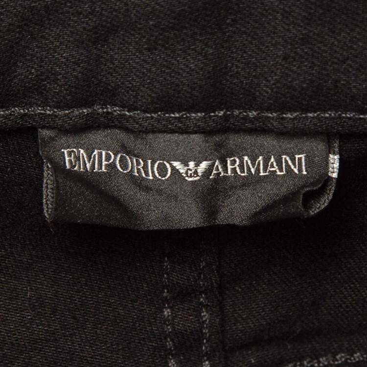 Pre Owned Emporio Armani Black Paint Splash Denim Extra Slim Fit J10 Jeans M Waist 31"