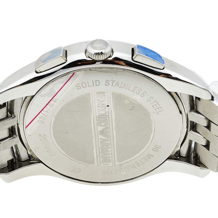 Pre Owned Emporio Armani Black Stainless Steel Classic Chronograph AR1786 Men's Wristwatch 44.50 mm