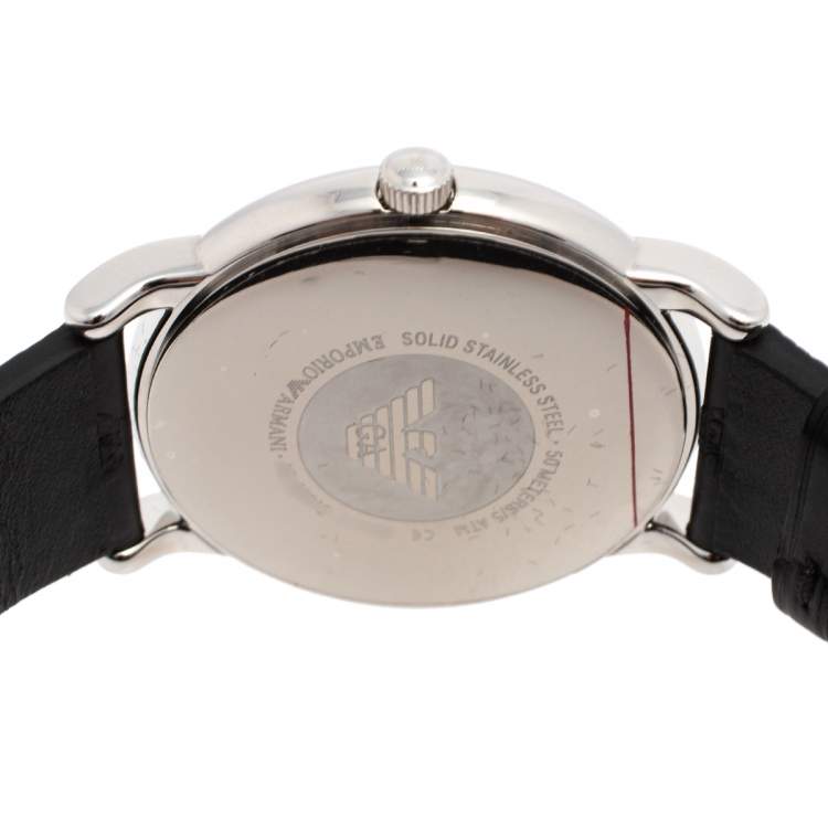 Pre Owned Emporio Armani Black Stainless Steel AR80012 Men's Bracelet & Wristwatch Set 43 mm