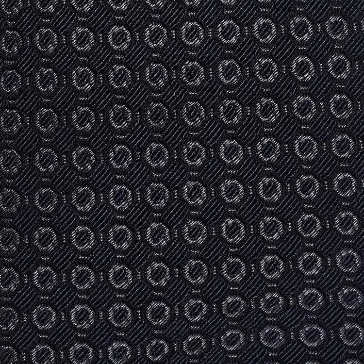 Pre Owned Emporio Armani Blue Patterned Wool Blend Tie 