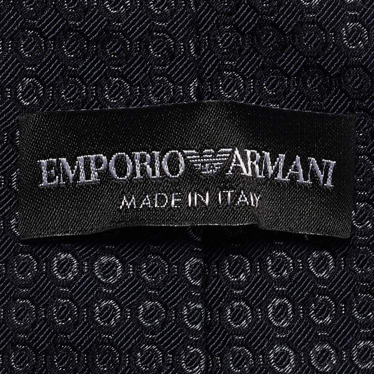 Pre Owned Emporio Armani Blue Patterned Wool Blend Tie 