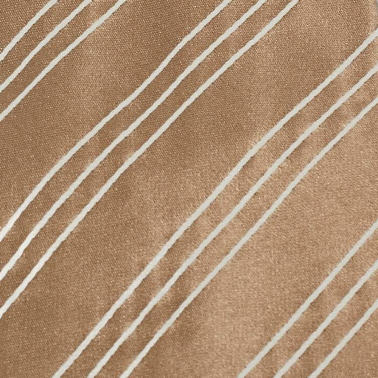 Pre Owned Emporio Armani Brown Striped Silk Classic Tie