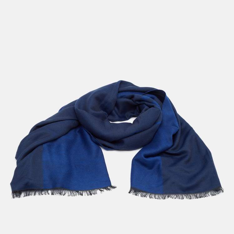 Pre Owned Emporio Armani Navy Blue Modal Blend Scarf