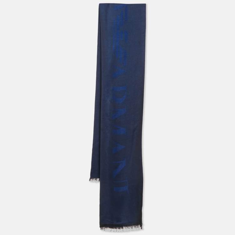 Pre Owned Emporio Armani Navy Blue Modal Blend Scarf