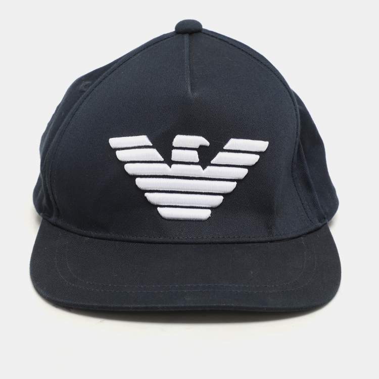 Pre Owned Emprio Armani Navy Blue Eagle Logo Embroidered Baseball Cap 