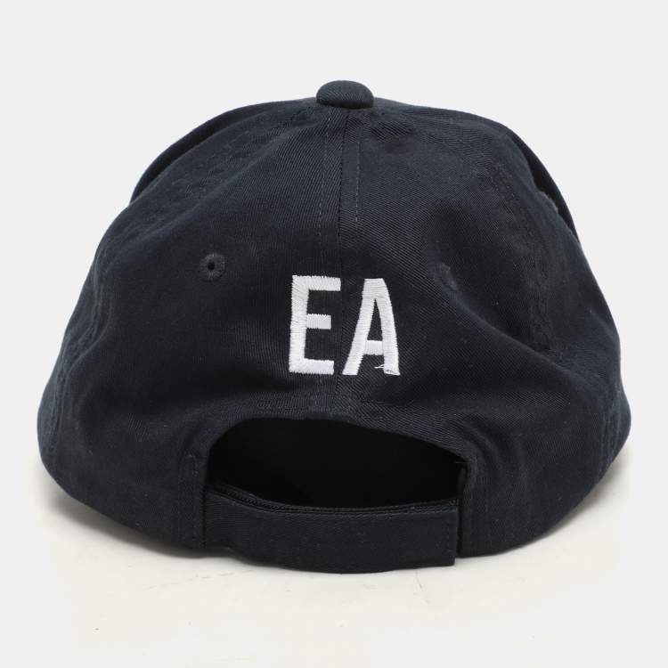 Pre Owned Emprio Armani Navy Blue Eagle Logo Embroidered Baseball Cap 