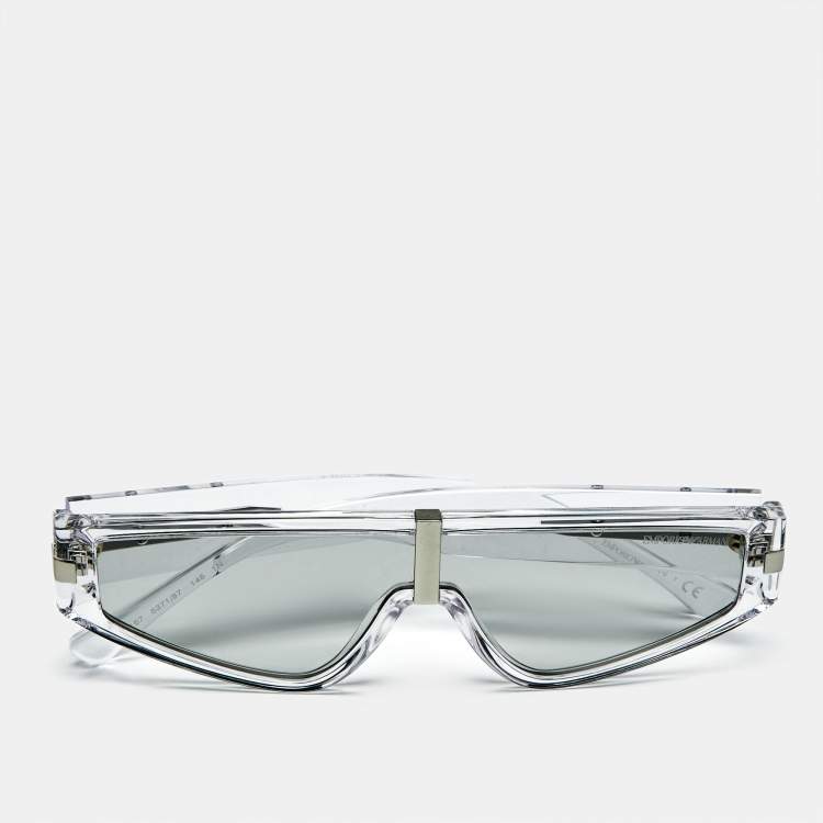 Pre Owned Emporio Armani Clear/Light Grey EA4167 Shield Sunglasses