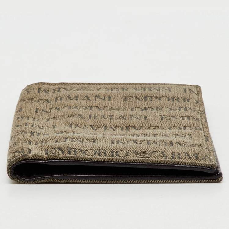 Pre Owned Emporio Armani Brown Canvas Logo Print Passport Holder