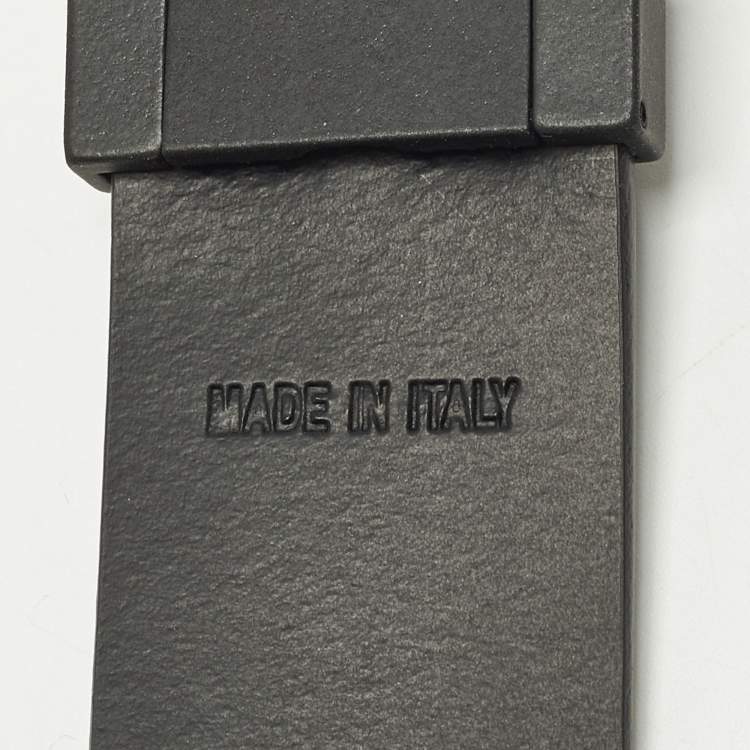 مملوكة مسبقًا Emporio Armani Logo Plague Buckle Cut to Size Black Perforated Leather