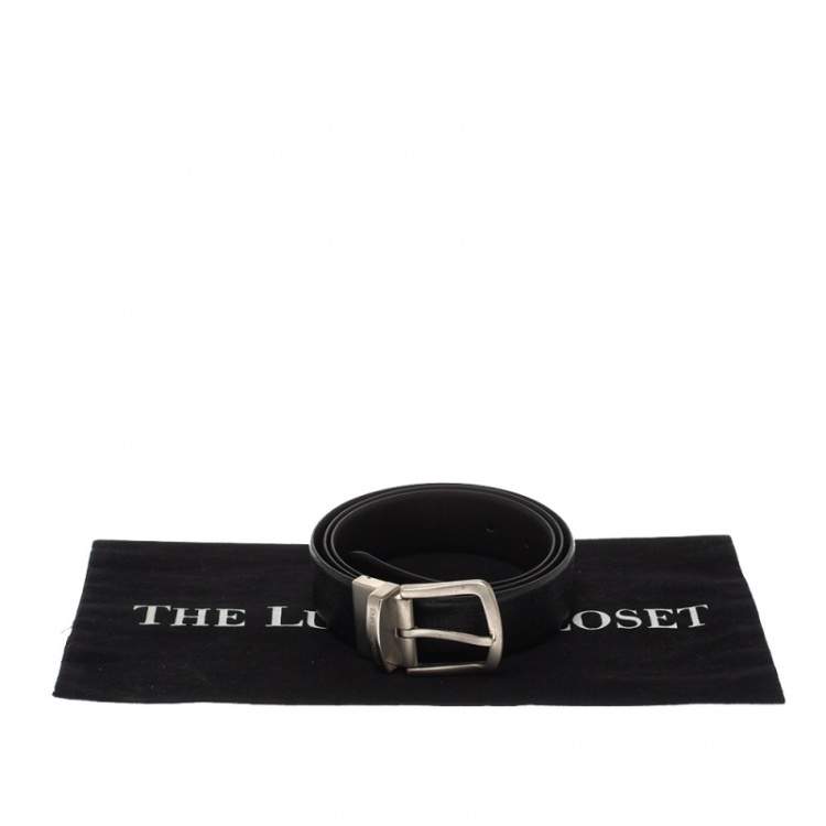Pre Owned Emporio Armani Black Leather Belt 91 CM