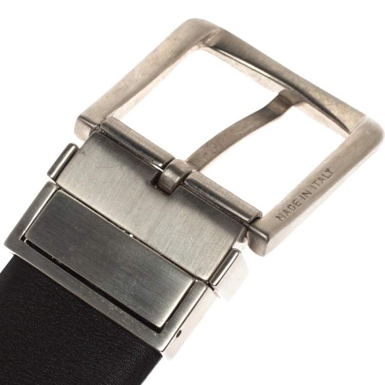 Pre Owned Emporio Armani Black Leather Belt 91 CM