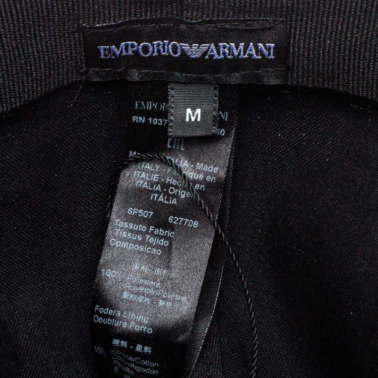 Pre Owned Emporio Armani Blue Monogram Pattern Baseball Cap M