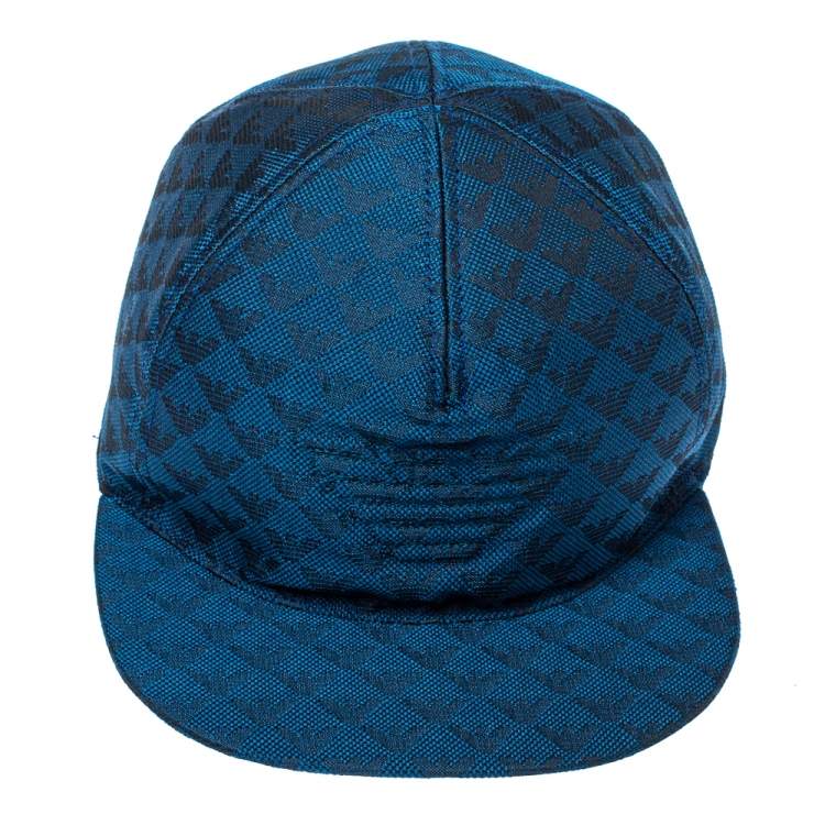 Pre Owned Emporio Armani Blue Monogram Pattern Baseball Cap M