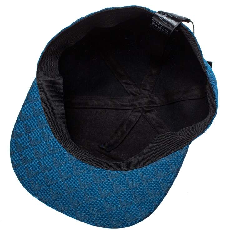 Pre Owned Emporio Armani Blue Monogram Pattern Baseball Cap M