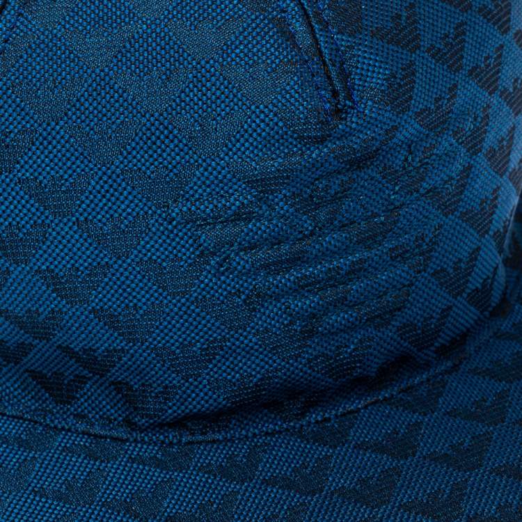 Pre Owned Emporio Armani Blue Monogram Pattern Baseball Cap M