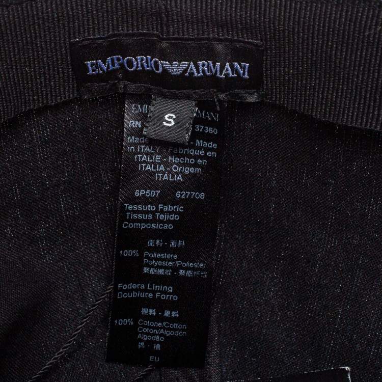 Pre Owned Emporio Armani Light Grey Monogram Pattern Baseball Cap S