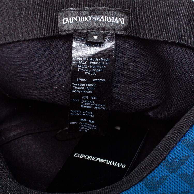 Pre Owned Emporio Armani Blue Monogram Pattern Baseball Cap S
