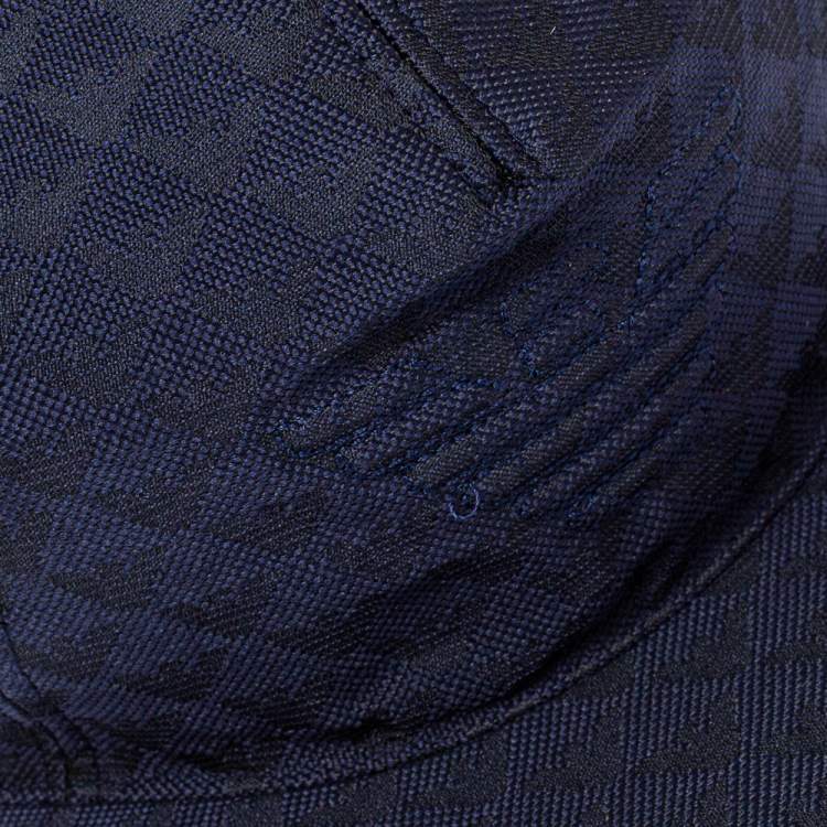 Pre Owned Emporio Armani Navy Blue Monogram Pattern Baseball Cap S
