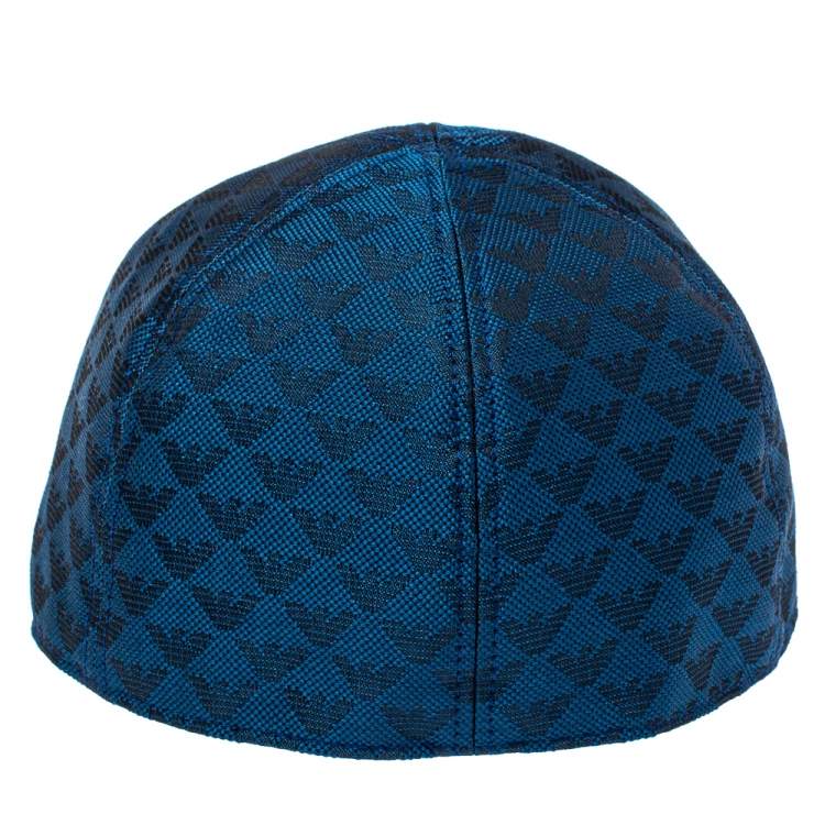 Pre Owned Emporio Armani Blue Monogram Pattern Baseball Cap S