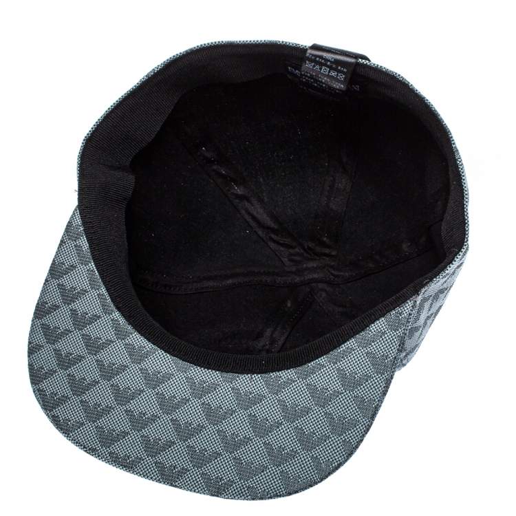 Pre Owned Emporio Armani Light Grey Monogram Pattern Baseball Cap M