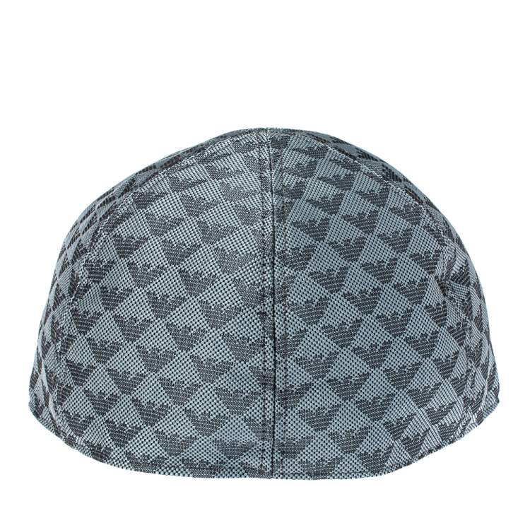 Pre Owned Emporio Armani Light Grey Monogram Pattern Baseball Cap M