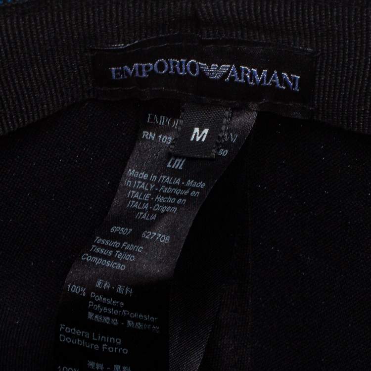 Pre Owned Emporio Armani Blue Monogram Pattern Baseball Cap M