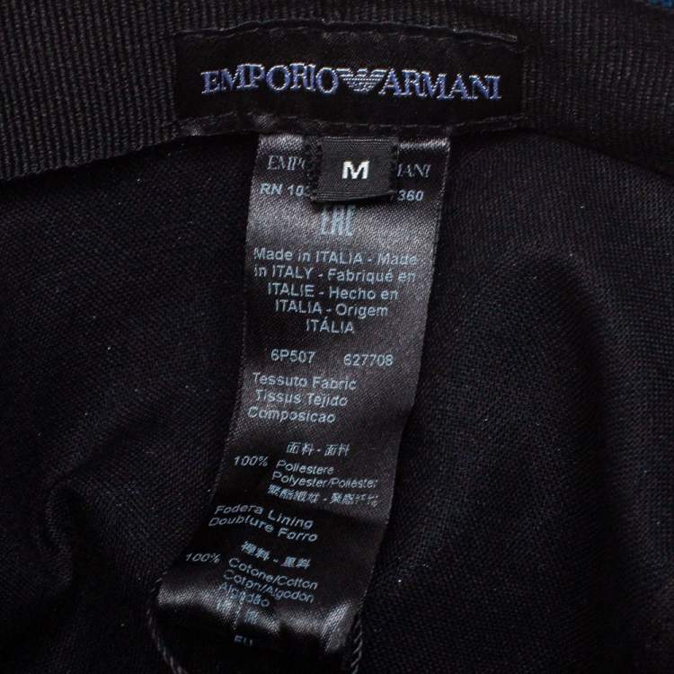 Pre Owned Emporio Armani Blue Monogram Pattern Baseball Cap M